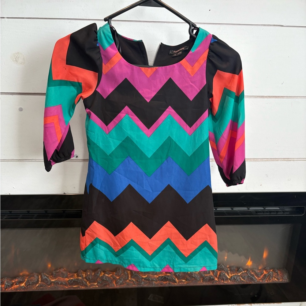 My Michelle Vibrant Pink and Teal Dress